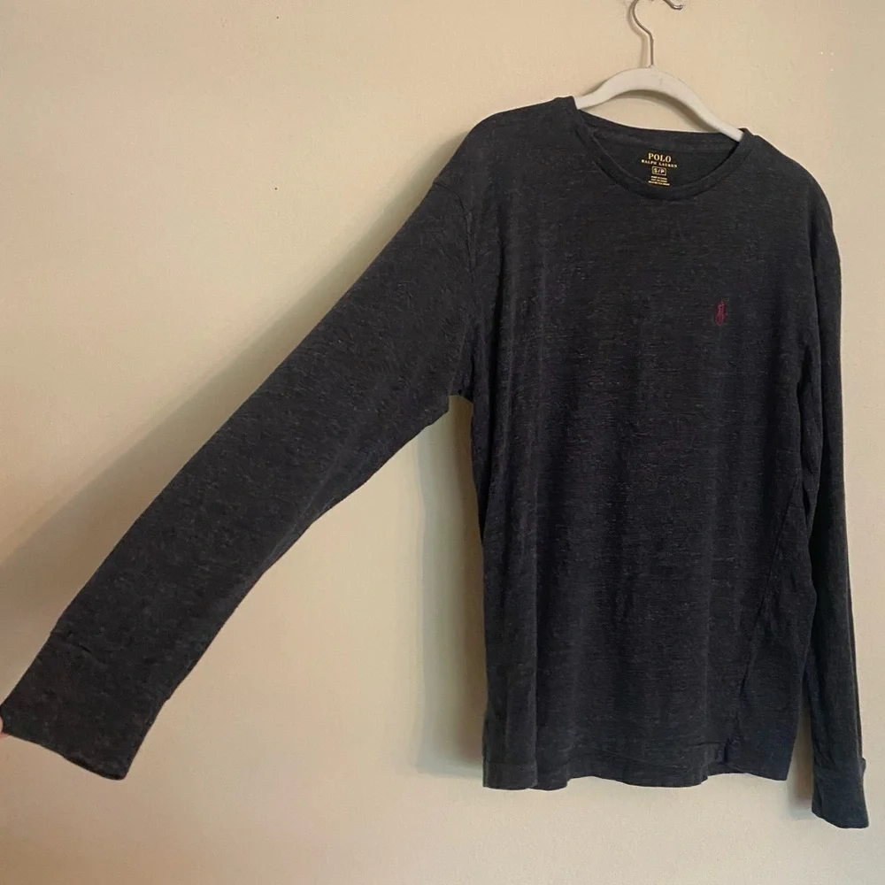 Polo Ralph Lauren Long Sleeve T-Shirt Top Size S Gray Pony Logo Preppy Casual
